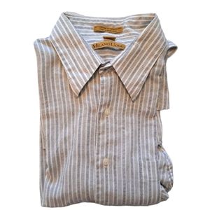 Milano Uomo Soft Striped Button-Down Shirt Beach Vacation Size 17